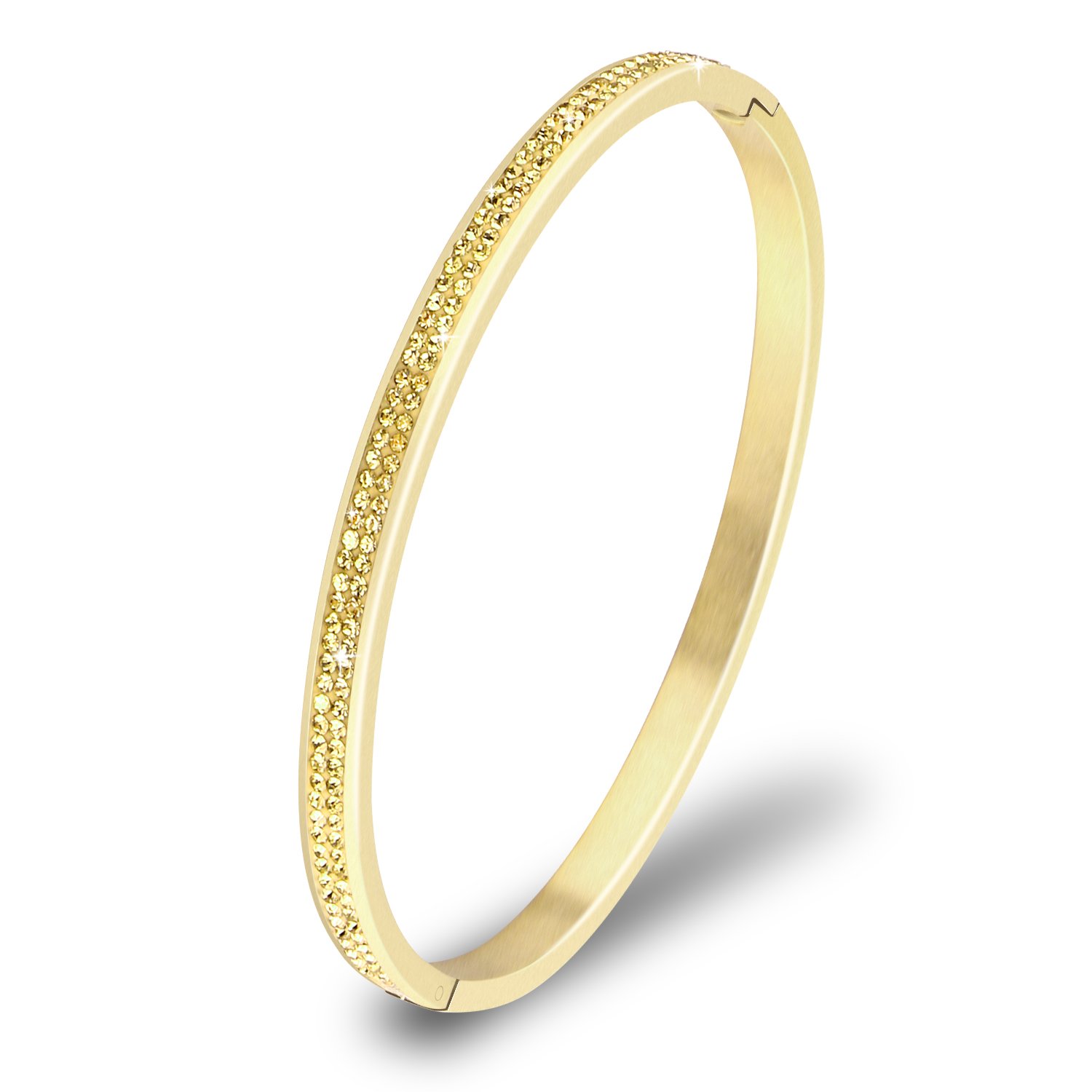 UHIBROS, Fashion Jewelry Women‘s Bracelet Wristband Bangle Stainless Steel Gem Metal (Gold)