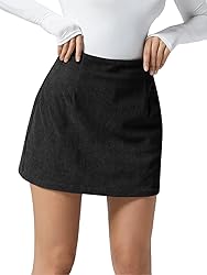 Wenrine Womens Mini Skirt High Waisted Basic Casual