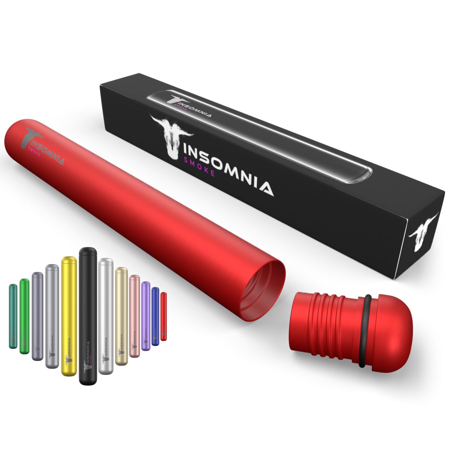 Insomnia Smoke Joint Case | Water, Smell & Odour Proof | Premium Tobacco Doob Tube Cigarette Storage Container Box for King Size Pre-roll Cone | Made of CNC Aluminium for Luxury Lifestyle (Red)