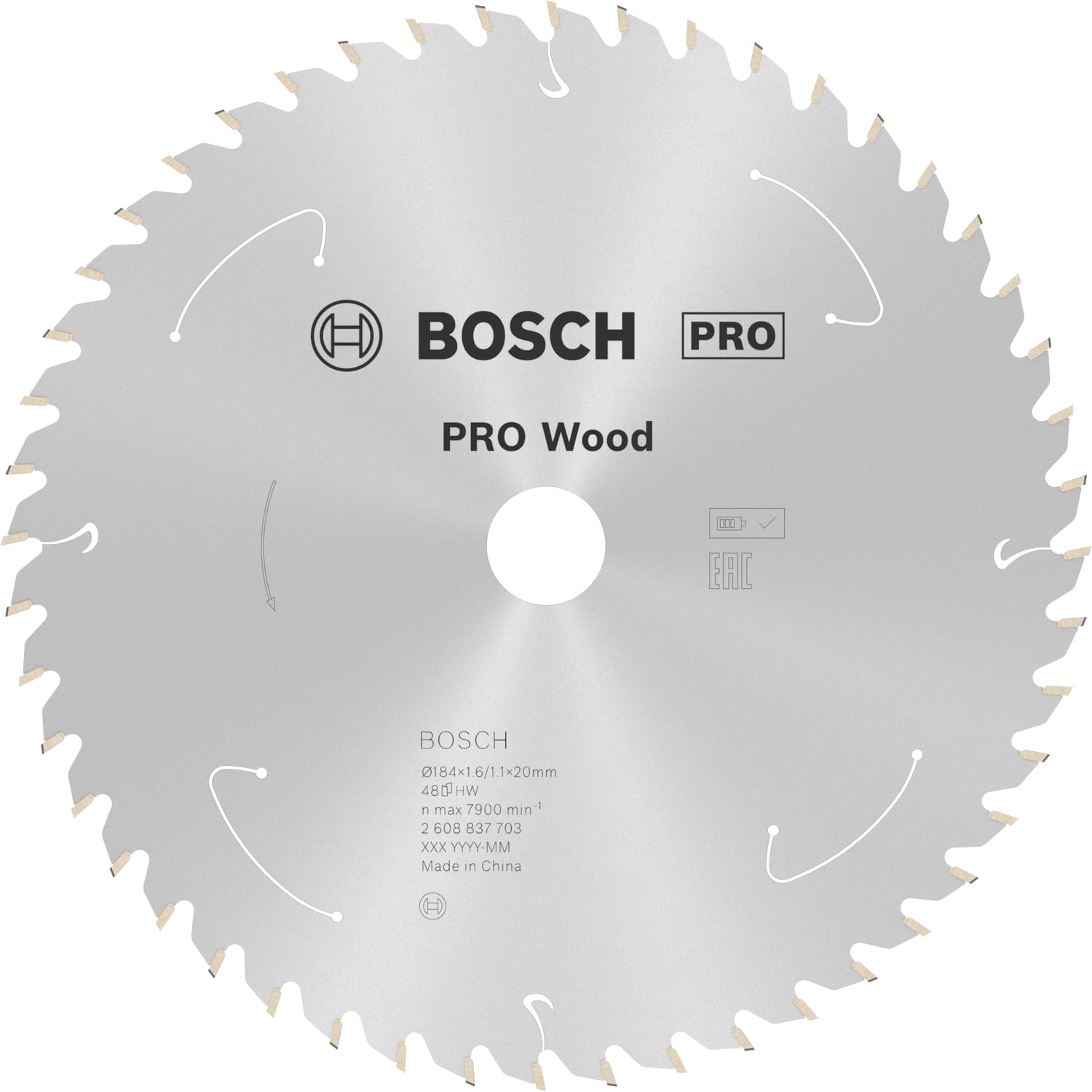 Bosch 1x PRO Wood Circular Saw Blade for Cordless Hand-Held Circular Saws (for Softwood, Hardwood, Ø mm, Professional Accessory Hand-Held Circular Saw)