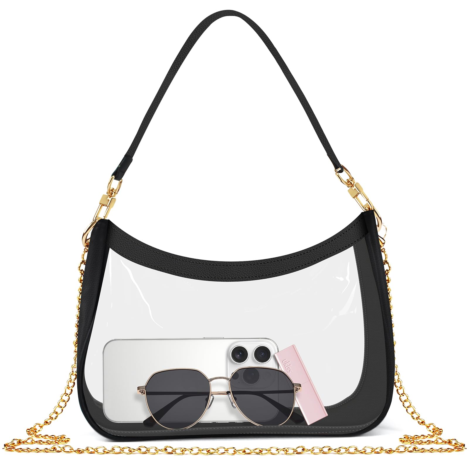 Photo 1 of MOETYANG Clear Bag for Stadium Events, Clear Purses for Women Stadium Crossbody, Checkered Concert Bag Shoulder Handbag (black)