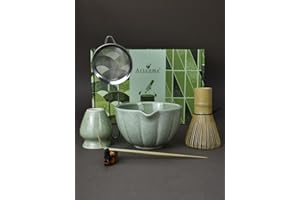 Artcome 6 Pcs Japanese Matcha Tea Set, Matcha Bowl with Pouring Spout, Matcha Whisk, Tea Scoop, Whisk Holder, Matcha Powder C