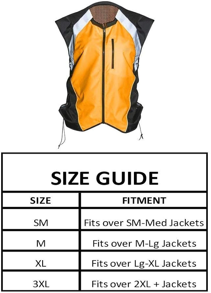 Hi Vis Reflective Motorcycle Safety Vest. Fits Over Jacket, Zip Front, Pocket (XL: No Logo Fits over Lg-XL Jackets, Bold Orange): Clothing