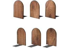 LUXDECOR Large Bookend Hold Heavy Books- 7x4x5in 3 Pack Wood Bookends for Heavy Books Heavy Duty Walnut Book Ends for Men Wood Bookends for Office Desk Non-Skid