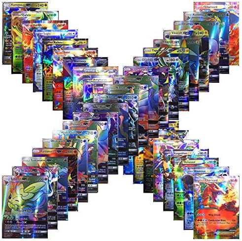 100 Poke Cards TCG Style Card Holo EX Full Art : 20 GX + 20 Mega + 1 Energy + 59 EX Arts with One Guaranteed GX/EX Card