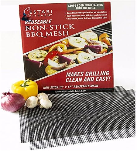 AOKE Non Stick BBQ Mesh Grill Mat 2PCS Cooking Sheet Barbecue Liner Roaster Tools Baking Microwave Oven Use 4030cm（Black）