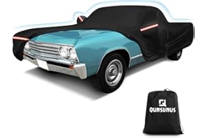 Q QUNSUNUS QUNSUNUS Waterproof Car Cover for Chevrolet El Camino 1964-1967/1978-1987, Outdoor Car Cover with Zipper, Full Exterior Car Covers for Automobiles All Weather with Wind, Sun, UV and Dust Protection