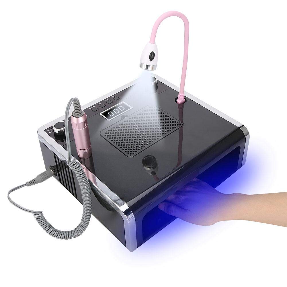 Nail Art Machine, 108W 4-in-1 Nail Suction Dust Collector, Nail Art Curing Lamp, Light Grinding Machine, Professional Nail Drill Machine, Electric Nail Files for Begginers