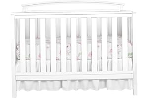 Crib Skirt for Baby Boys or Girls, Bohemian White Crib Bed Skirt Chic Vintage Nursery Decor 28x52x14 InchCrib