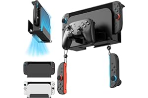 Thlevel Metal Wall Mount for Nintendo Switch 2/ Switch 1/Switch OLED Console Slim Design Organizer Shelf Behind TV Compatible with Joy-Con & Pro Controller Holder