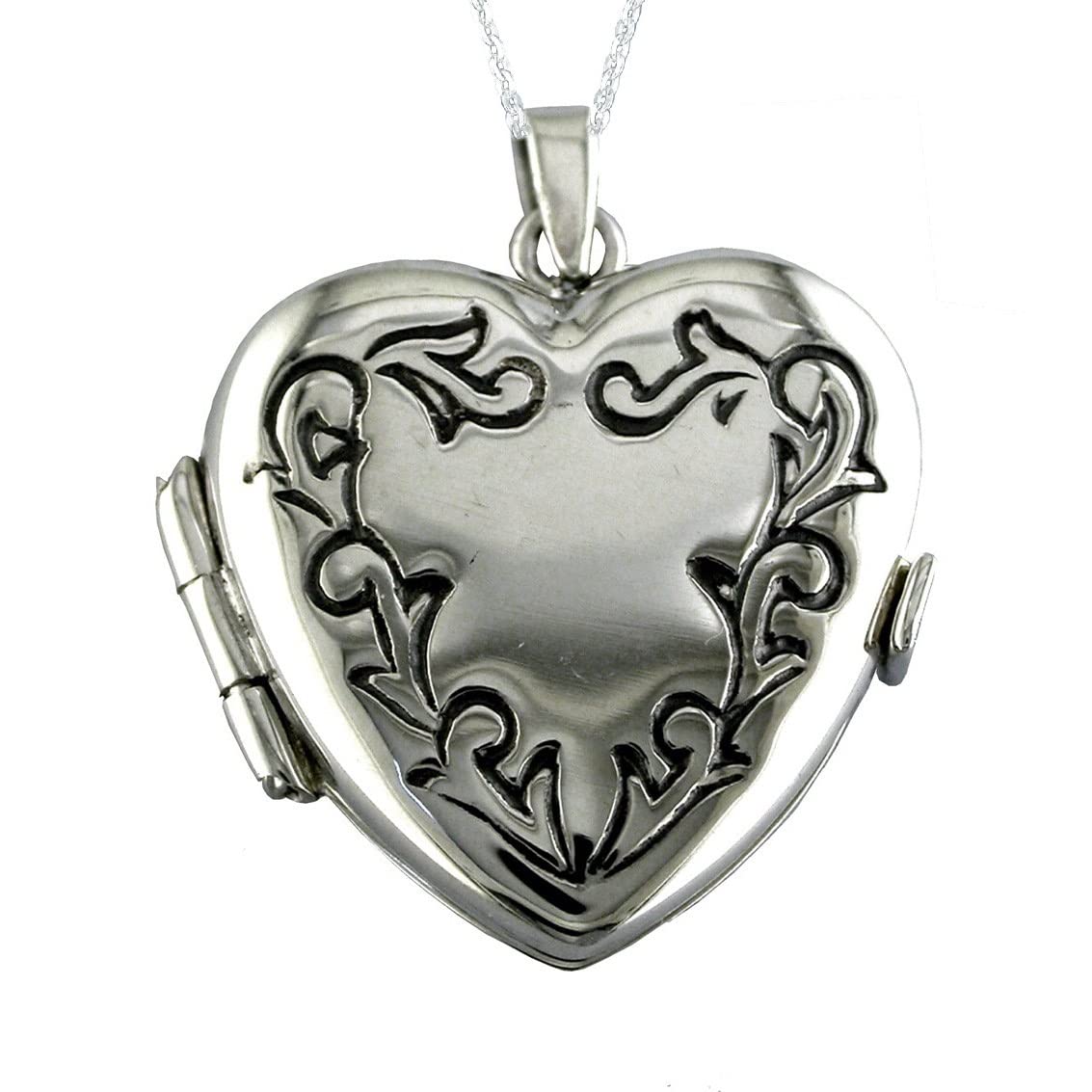 Alylosilver Hanging Necklace Sterling Silver Breastguard for Women with Heart Shape with Border - Includes Silver Chain of 45 cm. and Gift Case