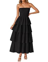 ZESICA Women‘s Summer Boho Strapless Maxi Dress