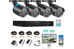 BESIMLI Home Security Camera System 3000TVL Surveillance DVR Kits, 4pcs Wired 5MP IP Night Vision PoE Cameras Set with AI Motion Person Vehicle Detection, 4K NVR with 500GB Hard Drive for 24-7 Recording