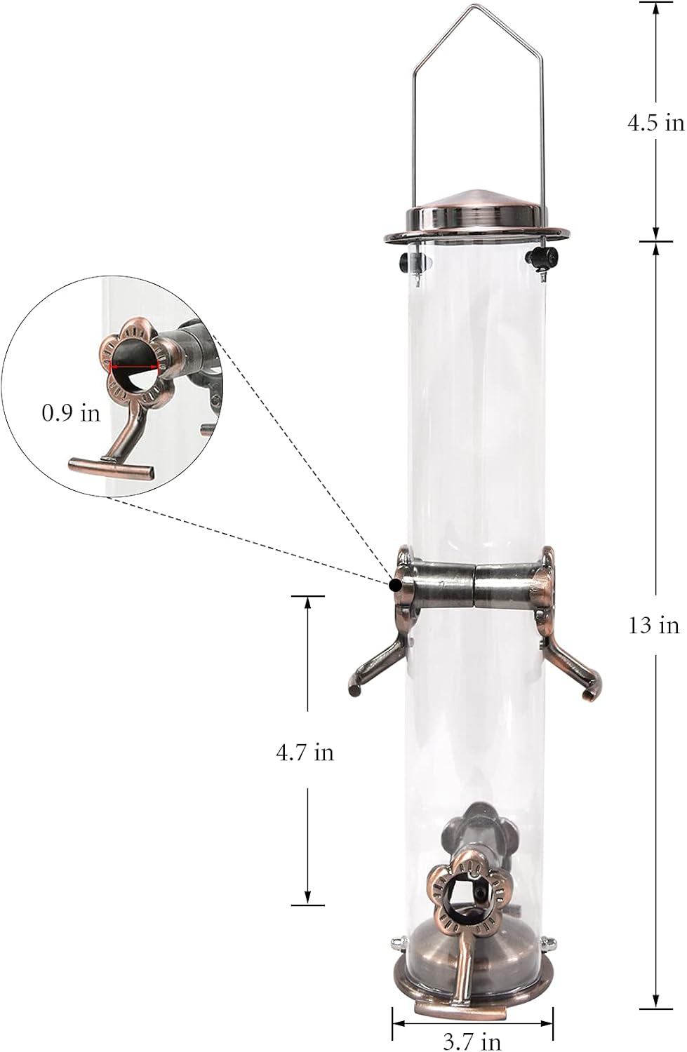 KVISTER Bird Feeder for Outside, Finch Feeder w/4 Feeding Ports, Stainless Steel Hanging Wild Bird Feeders for Garden Backyard Outdoor Decoration Attracting Birds(1PC) : Garden & Outdoor