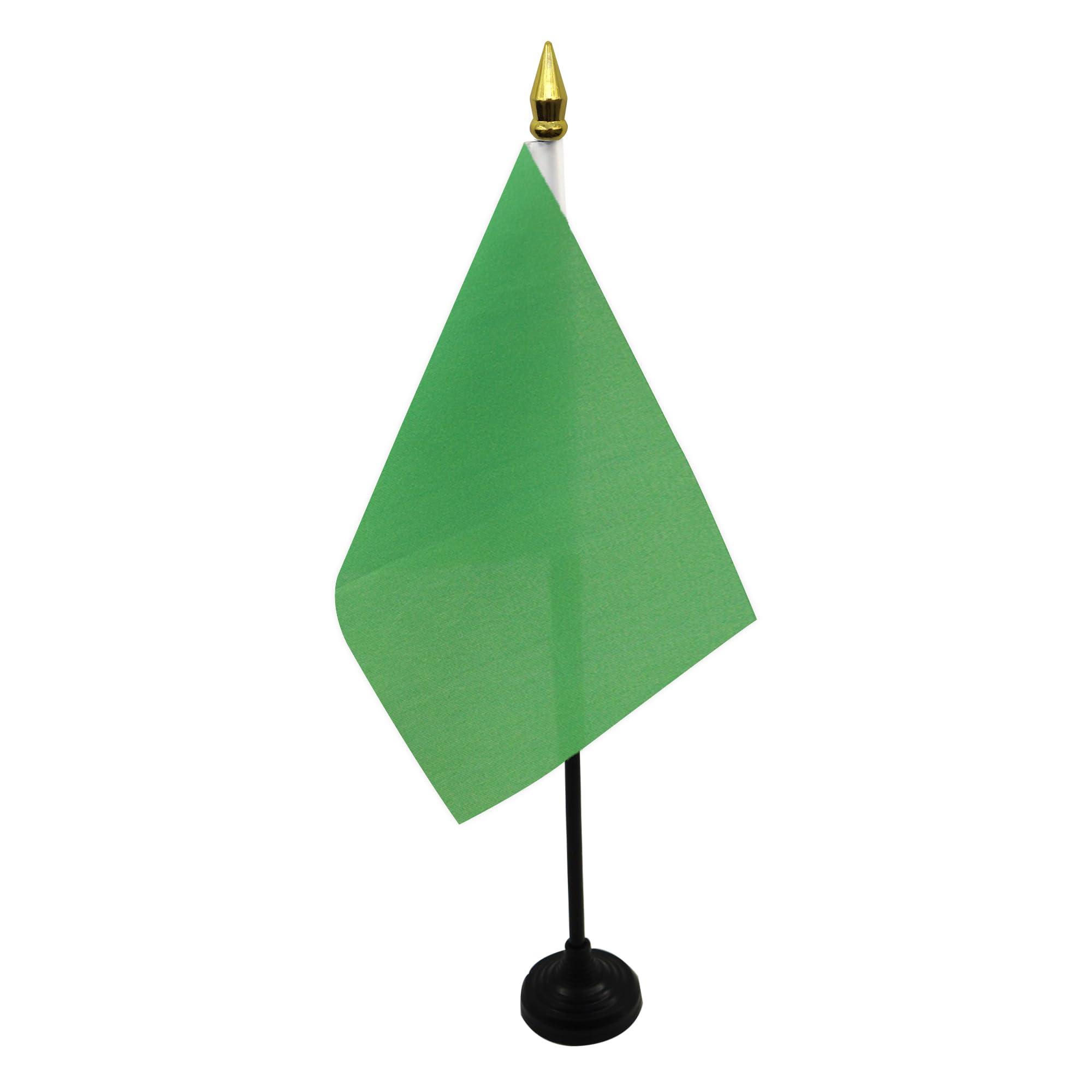 AZ FLAG - Plain Green Table Flag 4'' x 6'' - Green Solid color Mini Desk Flag 100% Polyester 15 x 10 cm - Office Mini Banner with 10'' Pole - Golden Spear