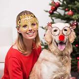VEYLIN 6 Pc Christmas Glitter Party Glasses Fancy Dress Costume Decor Kids view 6