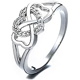 Heart Infinity Ring for Women 925 Silver Plated CZ Celtic Knot Band Wedding Ring