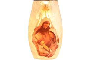 Vigdur Nativity Christmas Table Lamp, 7.5inch Hand-Painted Nativity Scene Night Lights Plug in, Tabletop Christmas Decoration for Xmas Bedroom Party Holiday Décor
