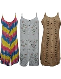 Wholesale Lot Of 3 Womens Holiday Dresses Embroidered Button Front Bohemian Beach Resort Shift Dress
