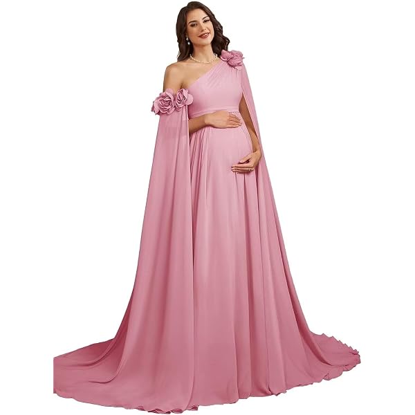 sachin and babi light blue dress Maternity Dress for Photoshoot Off Shoulder Chiffon Gown Split Front Maxi  Pregnancy Dresses for Photography White M in Kenya