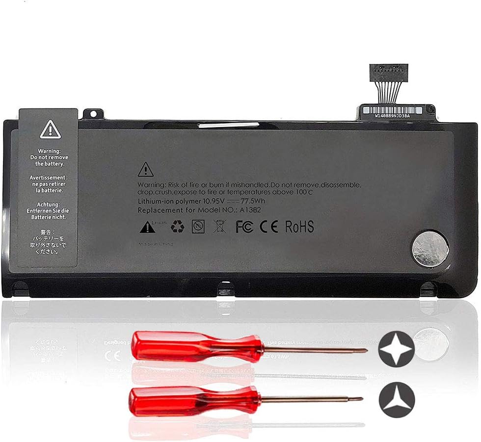 New A1382 Laptop Battery for MacBook Pro 15'' A1286 (only for Early/Late 2011, Mid 2012), fit MC721LL/A MC723LL/A 661-5844 020-7134-A [A+++ 6 Cells, 10.95V 77.5Wh ] - 1 Year Warranty
