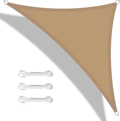 Teynewer 5x5x5m Triangle Shade Sail UV 98% Waterproof with Free Rope