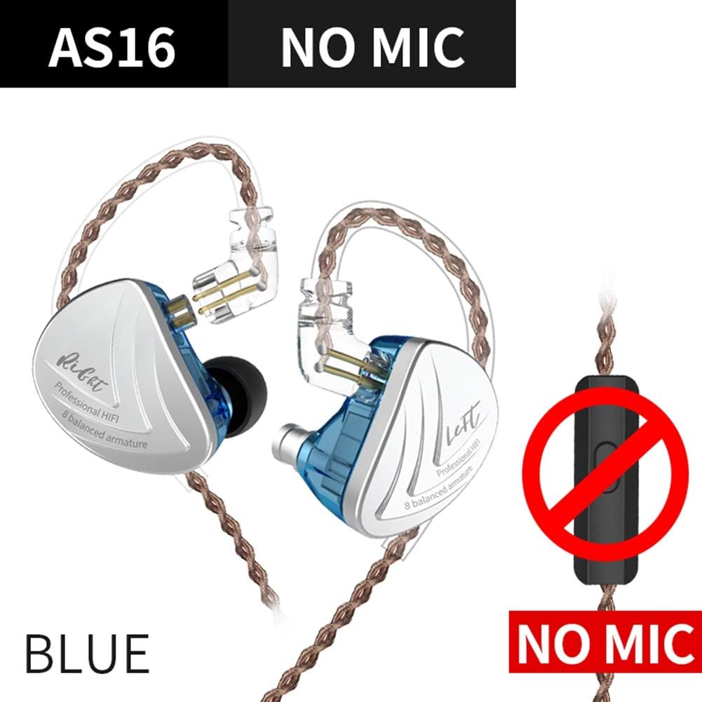 KINHOO KZ AS16 Headphones Balanced Armature Ultra HD Noise Reduction HiFi Headsets Call Microphone Headsets