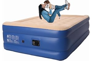 Barphygo Queen Air Mattress with Built-in Pump,19" Height Foldable Blow Up Air Mattress Raised with Carry Bag, Inflatable Airbed for Camping Guest Home Travel Relocate,660lb Max