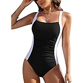 UMIPUBO Tummy Control One Piece Bathing Suit for Women Sexy Push Up Slimming Ladies Swimwear Colour Blocking Swimsuit Beach