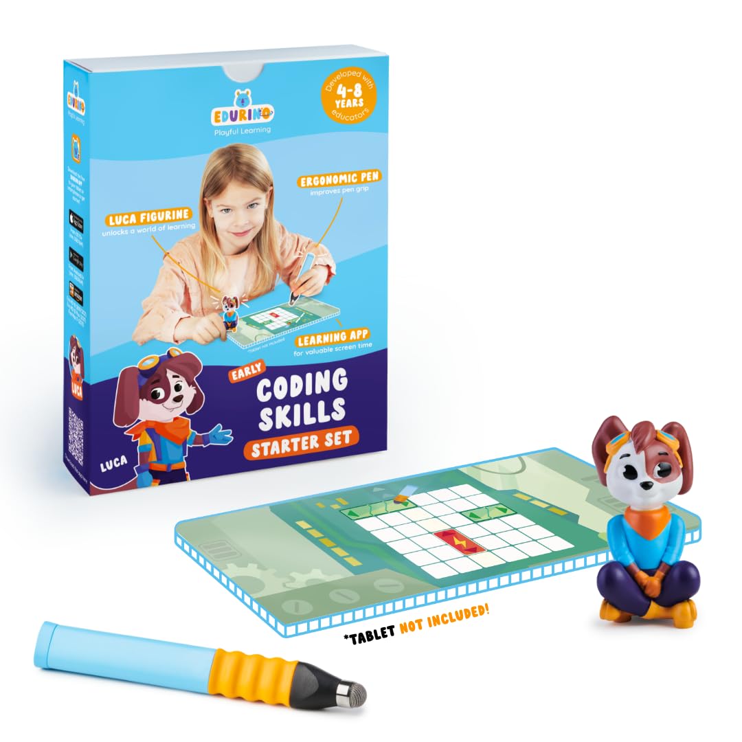 EDURINO Luca Starter Set - Coding Skills Games, Logical Thinking, Pattern Recognition - Educational Toy for Kids 4+ - Includes 1 x Luca, Ergonomic Pen, App Access, Problem-Solving, Handwriting
