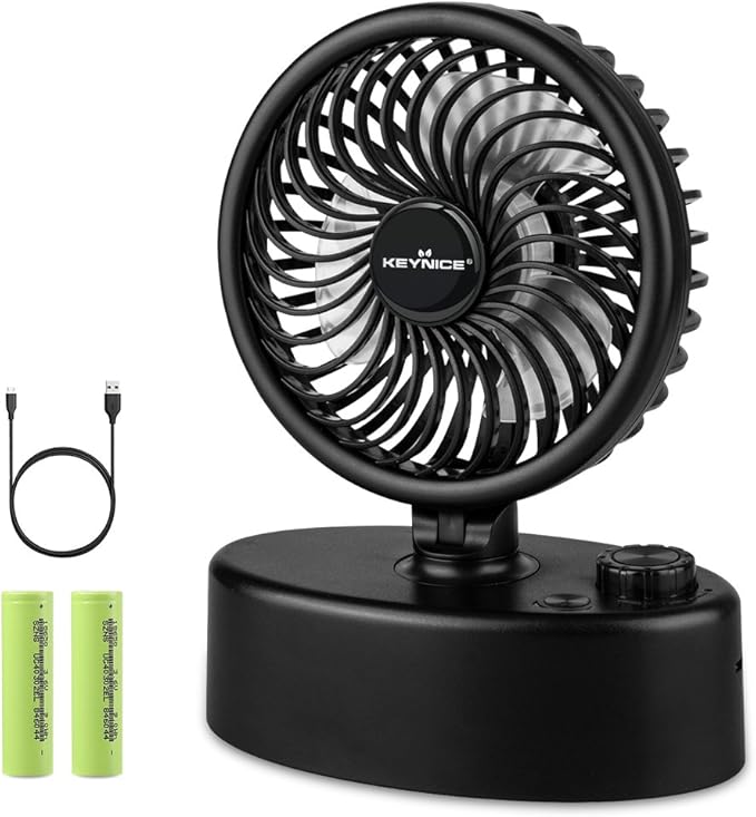 KEYNICE Mini USB Electric Fan, Desk Fan Powered by USB and 5000mAh