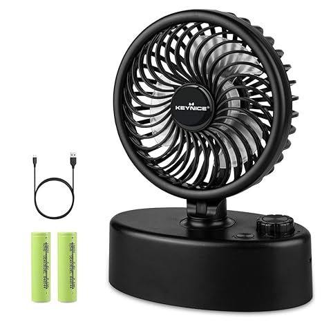 Mini Tischventilator, USB Ventilator, Automatische Oszillierend Desktop Lüfter mit 5000mAh Batterie, Schreibtischventilator p