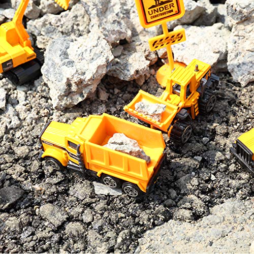 Kids Construction Toys,Play Vehicles,6 Set Inertia Toy Construction Vehicles with 10 Traffic Sign，Mini Car Toys Set Die Cast Engineering Trucks Toy for Age 3-8 Years Boys and Girls as Gift(16 PCS） - Thumbnail 6