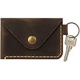 Handmade Leather Wallet, Handmade Card Holder, Handmade Leather Wallet with Keychain – Slim Card Holder for Men & Women – Minimalist Cash and Card Organizer-Small Keychain Wallet