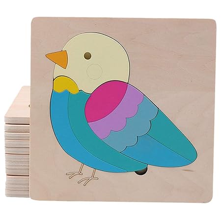 FidgetGear Cartoon Wooden Jigsaw Puzzles for Kids Toddlers Animal Puzzle Blocks Educational Toy for Boys Girls Little Bird