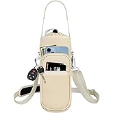 Bstge Water Bottle Holder with Strap, Water Bottle Carrier Bag with Phone Pocket, Shoulder Hand Strap Insulated Neoprene 32/40 oz Water Bottle Sleeve for Walking Hiking Camping Gym