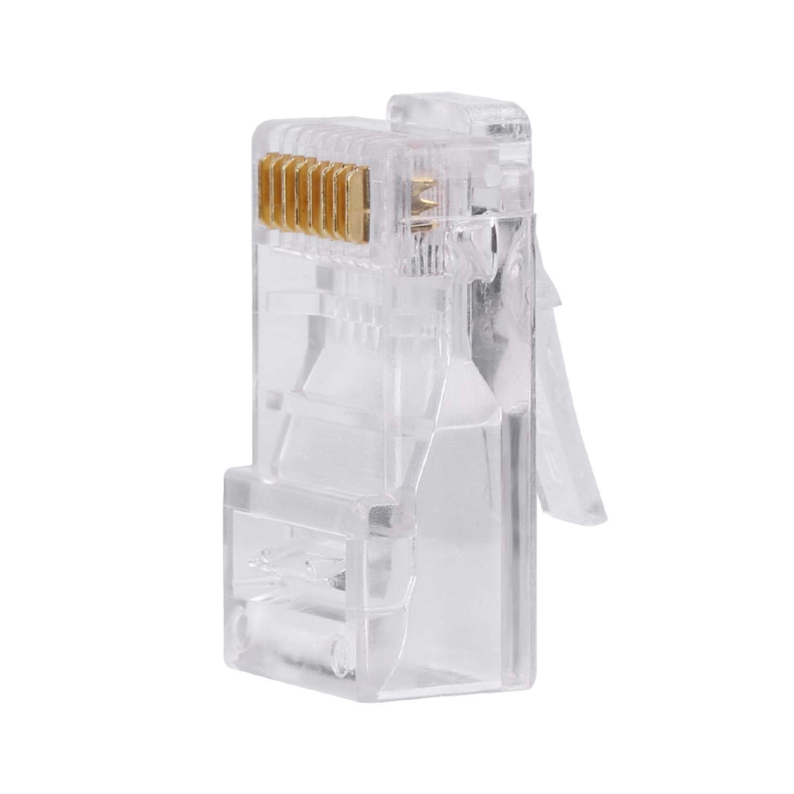 100Pcs Cat5e Rj45 Connectors, 8P8C Ethernet Pass Through Plug, 8P8C Rj45 Plug Ethernet Connector Crystal Head