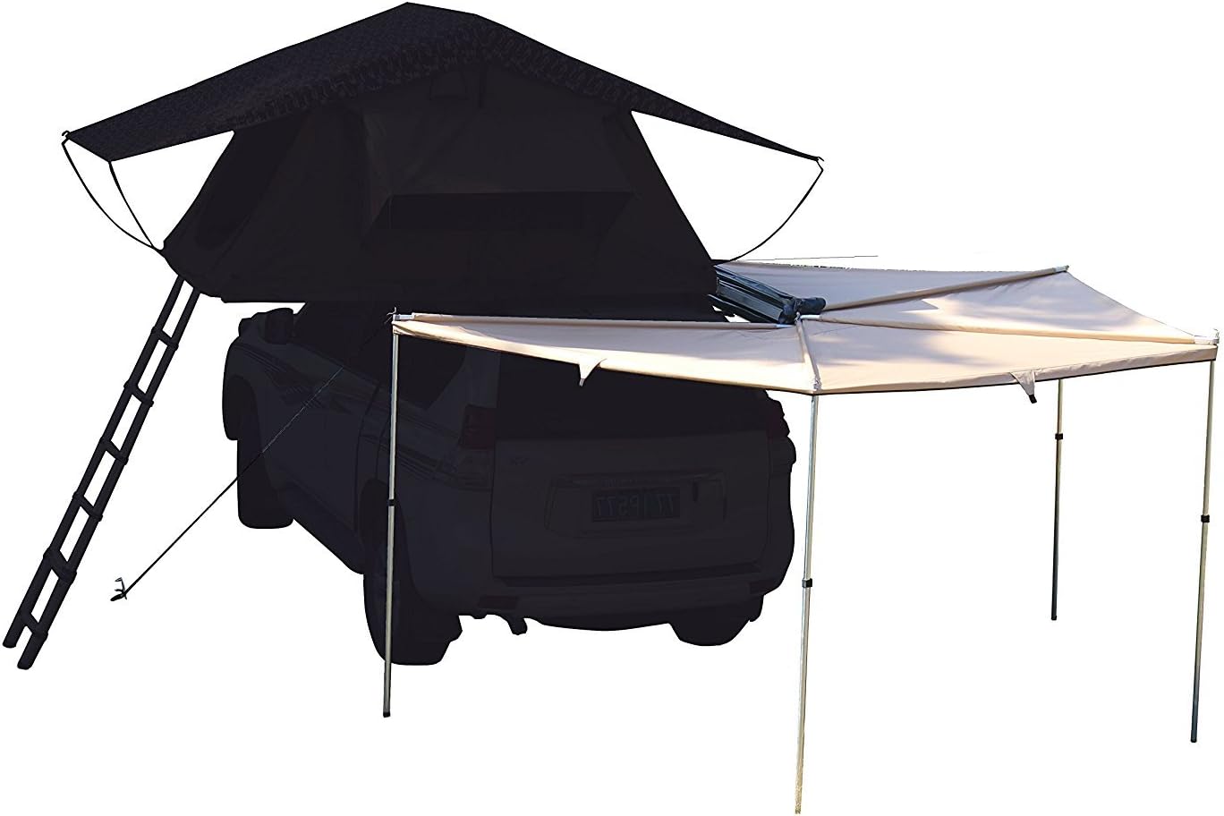 Canvas 270 RV Awning Rooftop Tent Sun Shelter Designed for Vehicle with Roof Rack- Right/Left Hand Driver Side Awning Radius 8.2 ft,Khaki