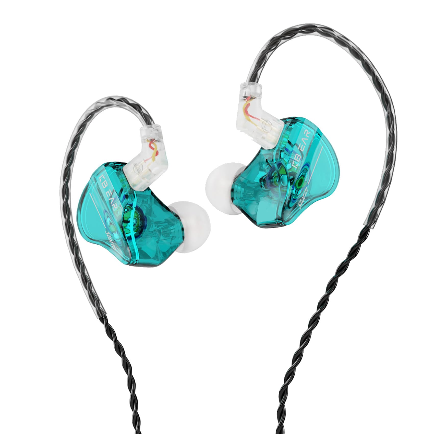 Yinyoo KBEAR Storm in-Ear Monitor, 1DD Wired Earphones Professional Wired Earbuds IEM with Crystal Clear Sound, 3.5mm Plug in Ear Headphones for Musician Singer Music (Clear-Green, No mic)