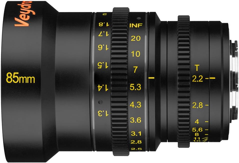 Veydra V1-85T22M43M Mini Prime 85mm T2.2 Metric Cinema Lens with Manual Focus, Black