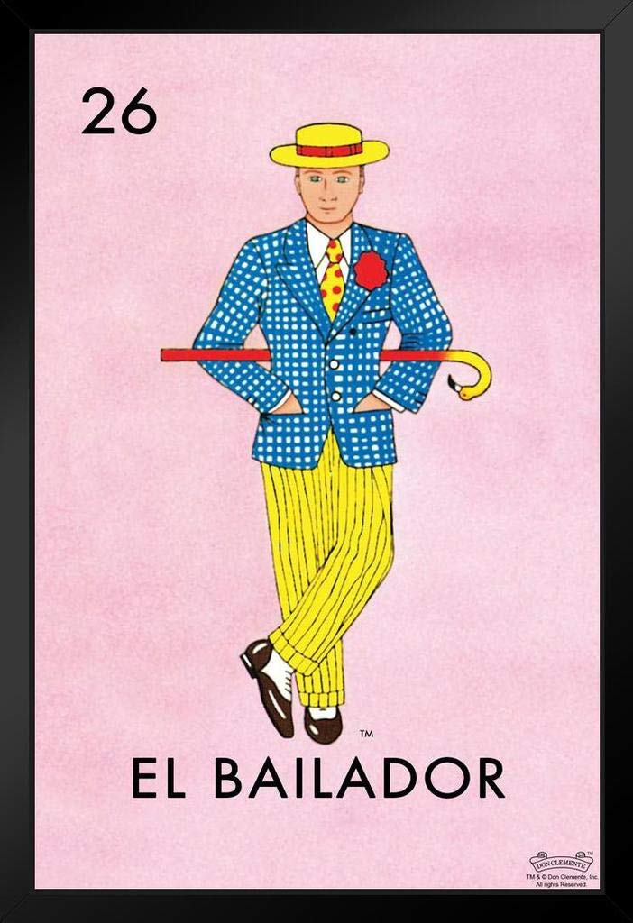26 El Bailador Dancer Loteria Card Mexican Bingo Lottery Art Print Stand or Hang Wood Frame Display 