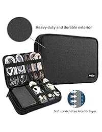 ProCase   Bolsa organizadora de viaje para dispositivos electrónicos, portátil, para cables USB, tarjetas SD, reproductor MP3, disco duro, banco de energía, color negro