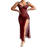 Avidlove Long Lingerie for Women Sheer Nightgown Babydoll Butterfly Side Slit Sleepwear for Honeymoon Anniversaries