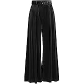 CIDER Velvet Mid Waist Pocket Wide Leg Trousers with Belt