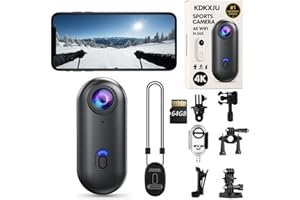 POV Thumb Body Camera 4K, Clip On 64GB Wearable Mini Action Camera Waterproof Hands-Free Video Recorder for Ski Cycling Runni
