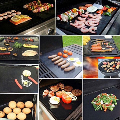 Kolodo Grill Mat - Heavy Duty 600 Degree Non Stick BBQ Grill Mats - Heat Resistant Mats (Set of 3) - Reusable and Easy to Clean By