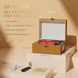 Yintiny Brown Leather CD Player With Speakers Home Decor Portable view 4