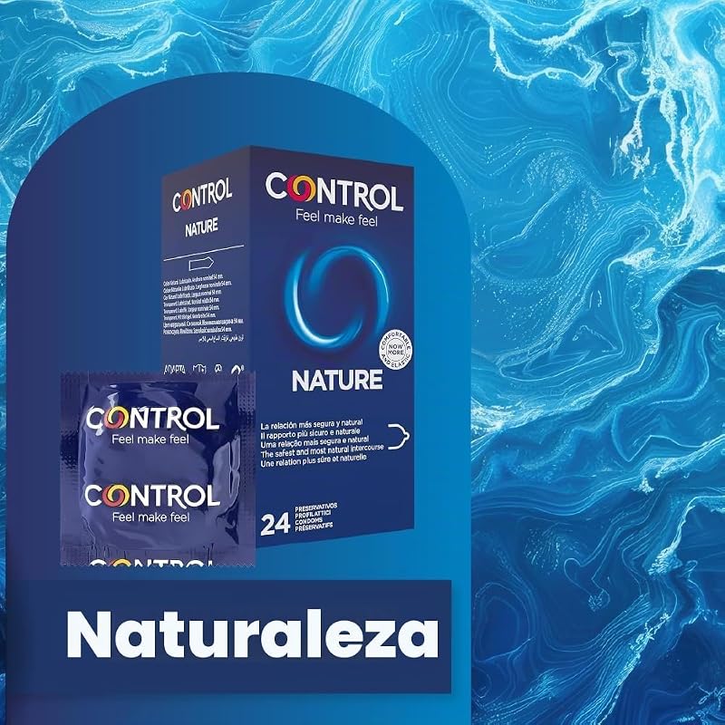 Controle de preservativos naturais. caixa com 24 preservativos para prazer natural, lubrificado e sexo seguro. desfrute de preservativos com ajuste perfeito para um relacionamento seguro.