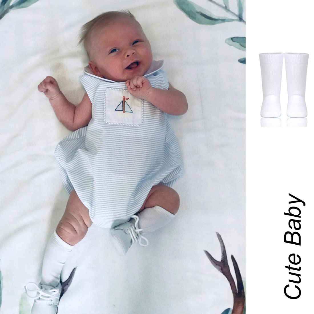 EPEIUS Baby Knee High Socks Seamless Baby Socks Solid Cotton Stockings for Boys/Girls 0-3/3-6/6-12/12-24 Months 3 Pack