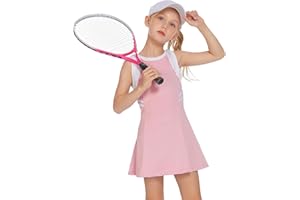Zaclotre Girls Tennis Dress Cute Golf Outfit Sleeveless Workout Athletic Dresses with Shorts Pockets